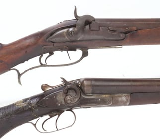 (2) ANTIQUE PERCUSSION SHOTGUN & RIFLE