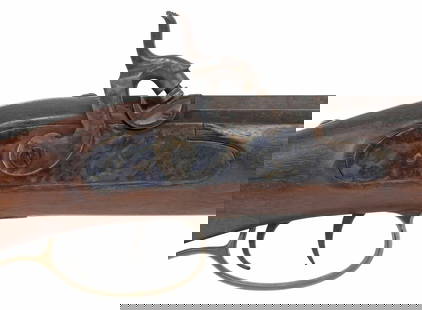 ITALIAN BLACK POWDER PERCUSSION RIFE: Italian Black Powder Percussion rifle, .45 caliber, 28.75" octagonal barrel, blade front sight, wood and brass ramrod, adjustable rear sight, trigger and set trigger, hardwood stock with