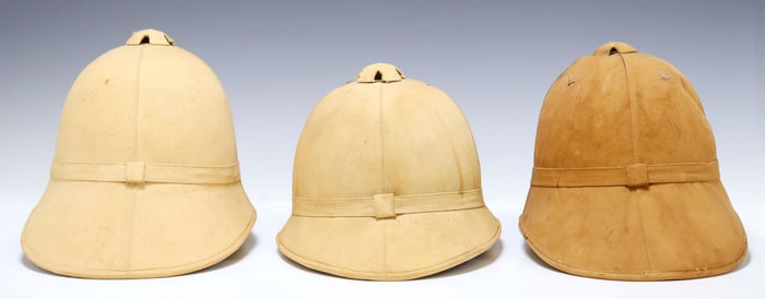(3) U.S. ARMY SUMMER CORK HATS, 1880s