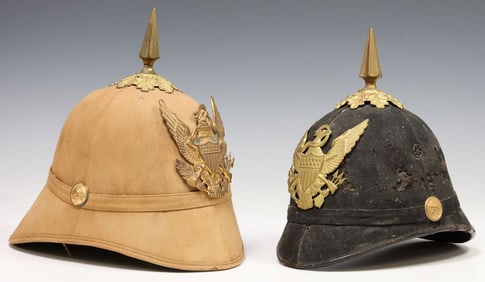 (2) U.S. ARMY SPIKE HELMETS, ONE SUMMER PAT. 1899