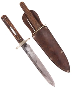 (2) ANTIQUE SHEFFIELD KNIVES, ONE BOWIE