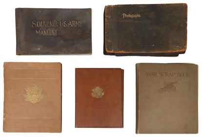 (5) ALBUMS, 1910 CAVALRY, WWI SCRAPBOOK, PHOTOS