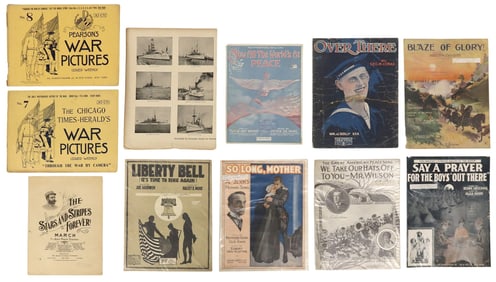 SPANISH-AMERICAN WAR PHOTO PRINTS & WWI ERA SHEET MUSIC