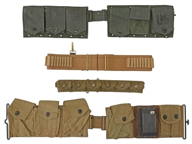 (4) WWI BAR CARTRIDGE BELT, 1903 PISTOL AMMO BELT