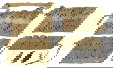 (6) U.S. ARMY WWI GRENADE VESTS, 2 PRACTICE GRENADES