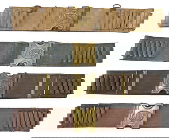 (4) U.S. ARMY CARTRIDGE BELTS & U.S. PLATES