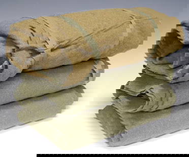 (3) KOREAN WAR ERA U.S. ARMY SLEEPING BAG & 2 BLANKETS: (lot of 3) U.S. Sleeping Bag and Blankets: (1) Korean War Era U.S. Sleeping Bag with tag "Sleeping Bag-Wool, Atlas Curtain Co. Inc., Dated April 13, 1951, Cont. QM 14883-01-18421, Spec No.