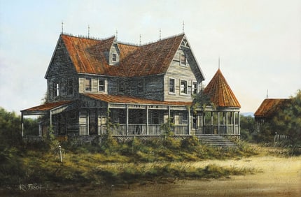 KEN FLEISCH (1943-2008) VICTORIAN FARMHOUSE, 24" X 36"