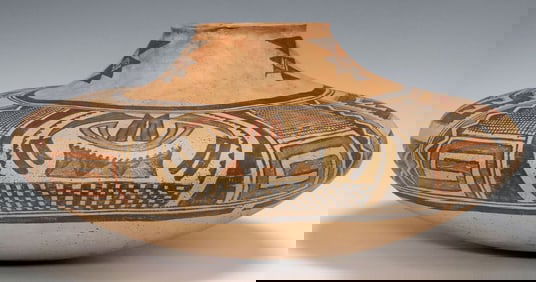 BILL FREEMAN (1927-2012) LARGE SIKYATKI HOPI STYLE POTTERY BOWL, 18.5"DIAM