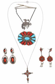 (5) NATIVE AMERICAN & SOUTHWEST SILVER JEWELRY