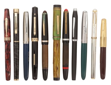 (11) GENT'S FOUNTAIN & TECHNICAL PENS, FOUR WITH 14K GOLD NIB