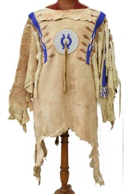 NATIVER AMERICAN STYLE BEADED HIDE 'WAR' SHIRT