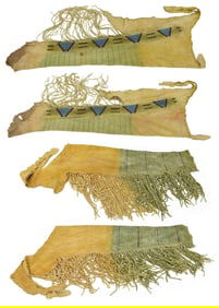 (2 PAIR) CHEYENNE & CENTRAL PLAINS STYLE FRINGED HIDE LEGGINGS