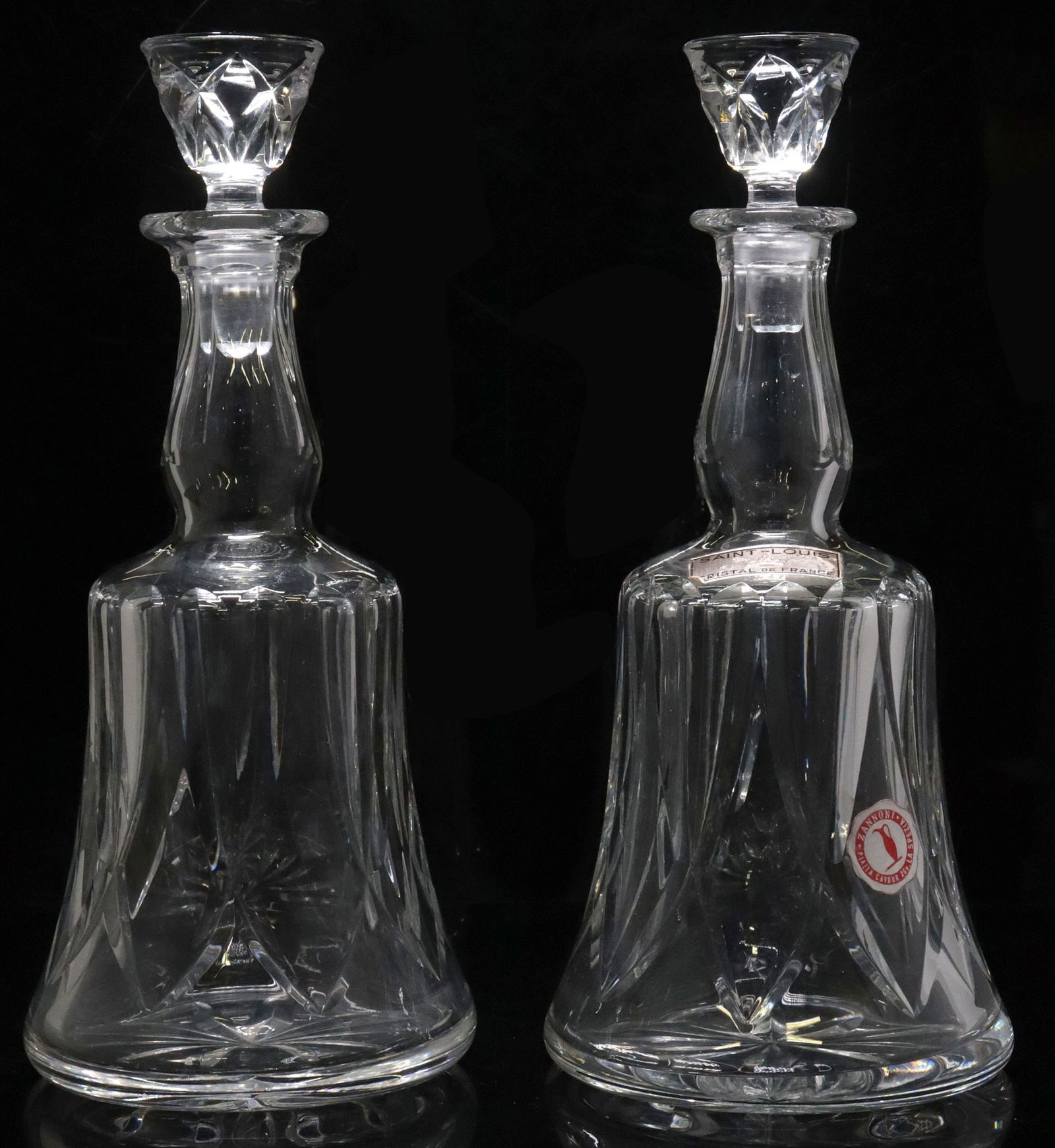 (2) FRENCH ST. LOUIS 'CAMARGUE' CUT CRYSTAL WINE DECANTERS