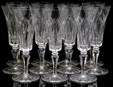 (11) FRENCH ST. LOUIS 'CAMARGUE' CUT CRYSTAL CHAMPAGNE FLUTES