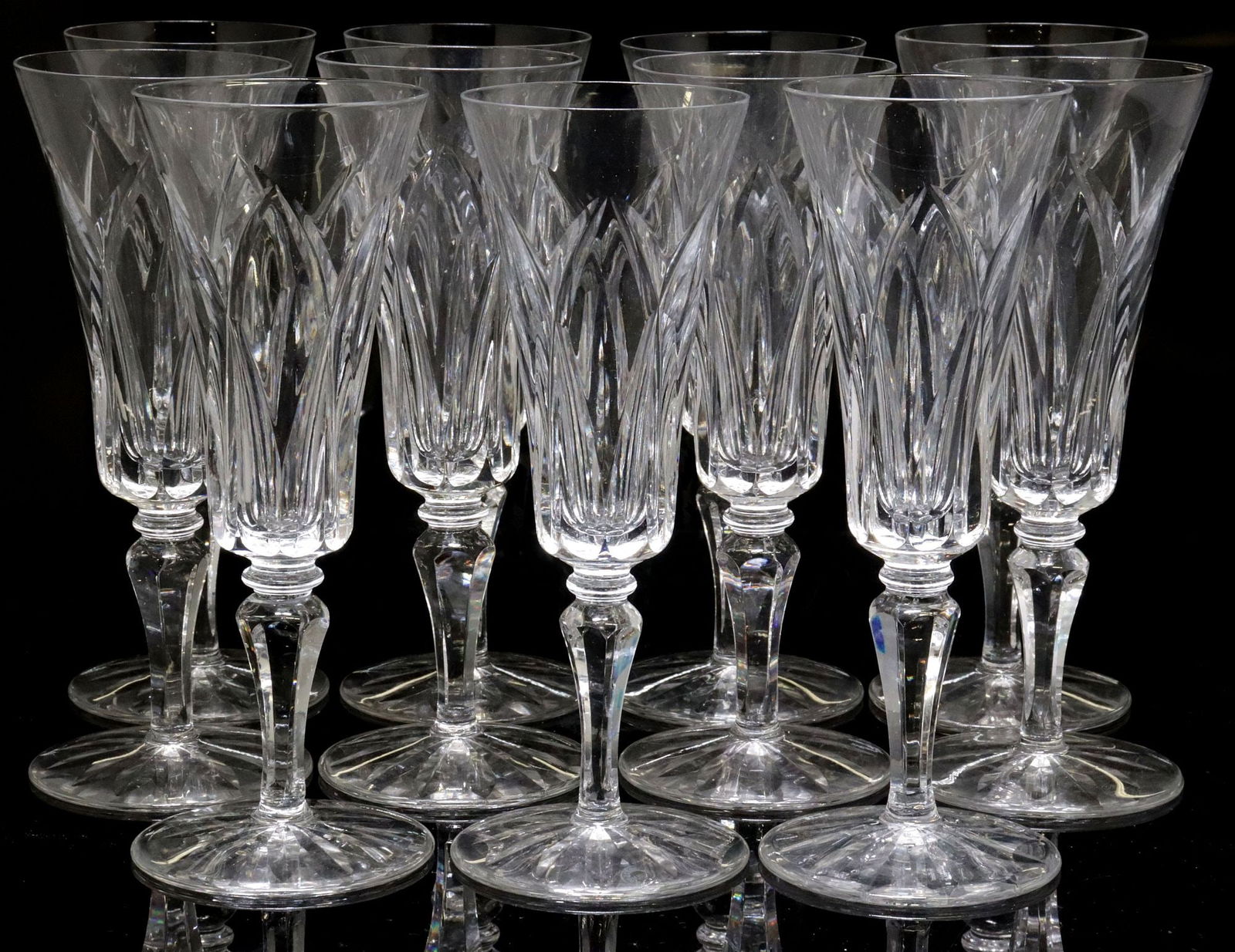 (11) FRENCH ST. LOUIS 'CAMARGUE' CUT CRYSTAL CHAMPAGNE FLUTES (1 of 3)