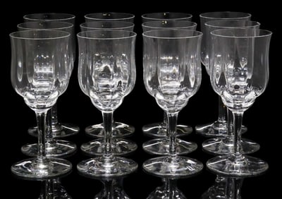 (12) BACCARAT 'CAPRI' OPTIC CRYSTAL WHITE WINE GLASSES