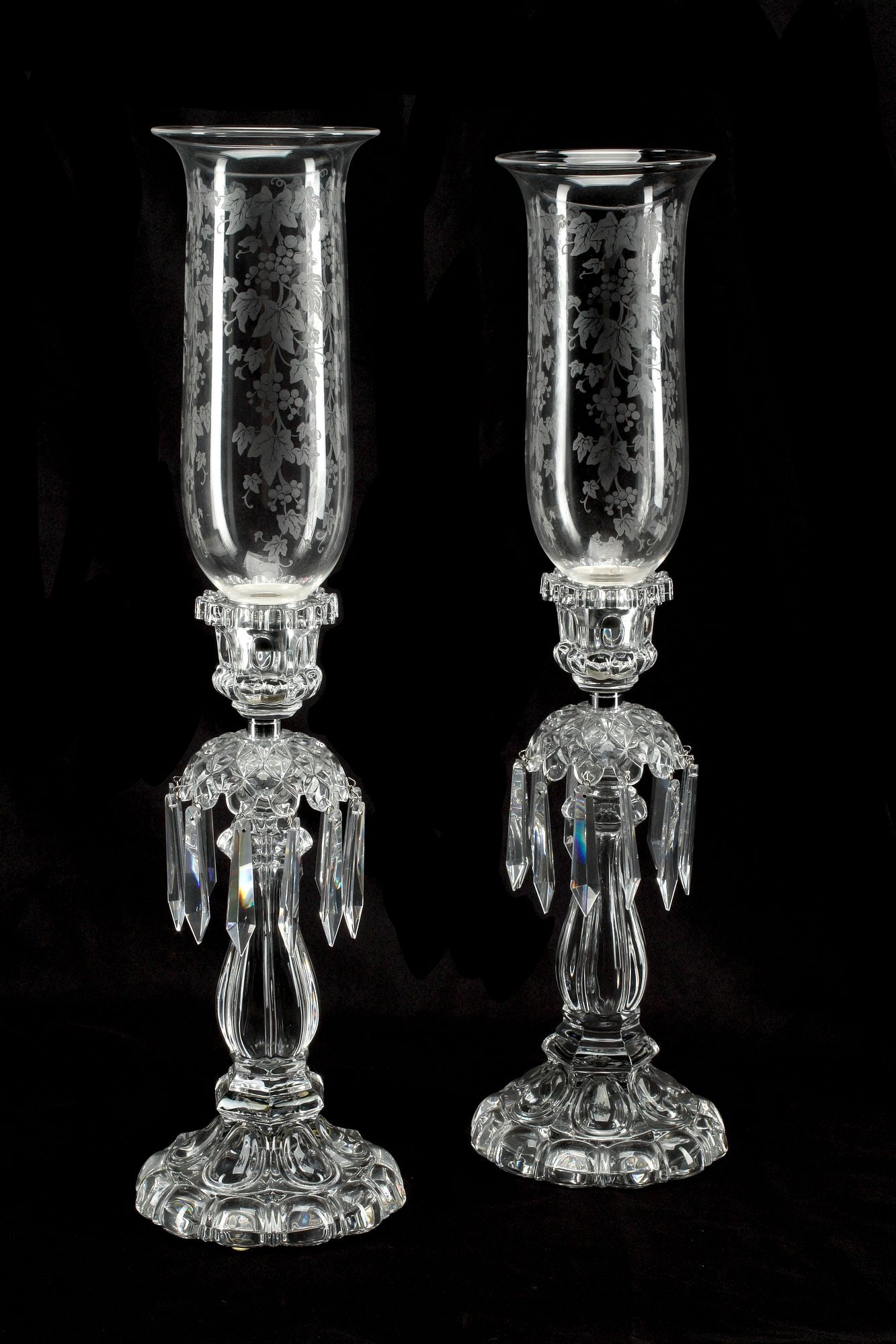 (2) ST. LOUIS 'LAETITIA' CRYSTAL HURRICANE CANDLE HOLDERS (1 of 6)
