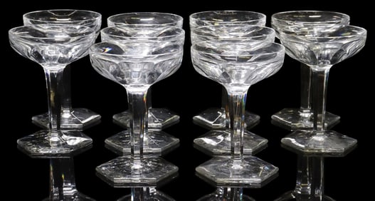 (10) BACCARAT 'MALMAISON' CUT CRYSTAL TALL SHERBET / CHAMPAGNE STEMS
