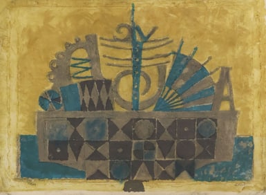 ENRIQUE CLIMENT (1897-1980) MIXOGRAFIA 'MESA CON ABANICO' 1975