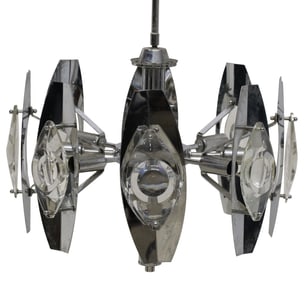 OSCAR TORLASCO (ATTRIB) CHROME & GLASS 8-LT CHANDELIER