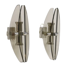 (2) MODERN VECA (ATTRIB.) ITALIAN MURANO GLASS 2-LT WALL SCONCES