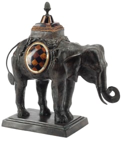 MAITLAND-SMITH (ATTRIB) SHELL-INLAID BRONZE CAPARISONED ELEPHANT