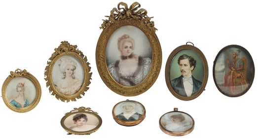 (8) FRAMED WATERCOLOR PORTRAIT MINIATURES