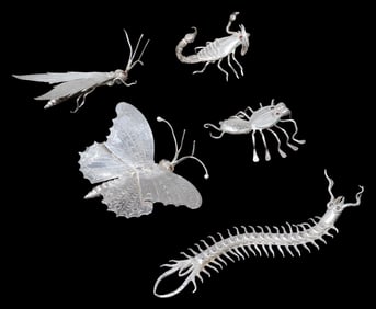(5) SILVER MODELS OF INSECTS