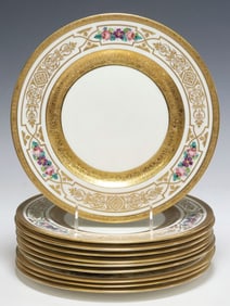 (10) GEORGE JONES & SONS GILT-ENCRUSTED PORCELAIN SERVICE PLATES