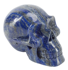 CARVED LAPIS LAZULI MODEL OF A HUMAN SKULL