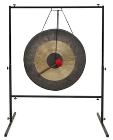 GONGS UNLIMITED CHINESE STYLE 'CHAU' GONG & MALLET ON BLACK IRON FRAME