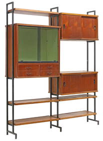 ITALIAN MID-CENTURY MODERN TEAK MODULAR WALL UNIT (1 of 7)