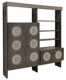 MODERN CERUSED OAK BOOKCASE CABINET