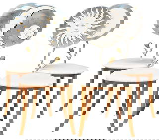 (4) DANBER ITALIA (ATTRIB) CONTEMPORARY GOLD & SILVER LEAFED CHAIRS (1 of 8)