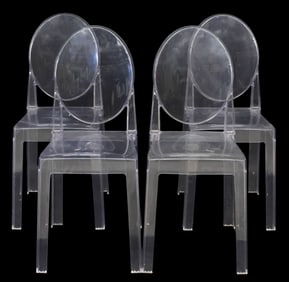 (4) LOUIS GHOST STYLE STACKABLE CLEAR ACRYLIC DINING CHAIRS