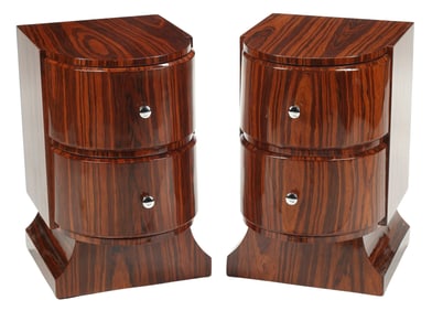 (2) ART DECO STYLE TWO-DRAWER SIDE TABLES