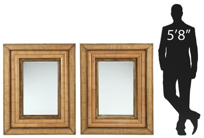 (2) BAMBOO & WOVEN RATTAN FRAMED MIRRORS, 51" X 39.5"