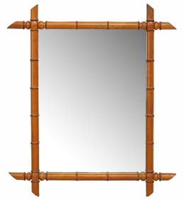 FRENCH FAUX BAMBOO TURNED WOOD WALL MIRROR