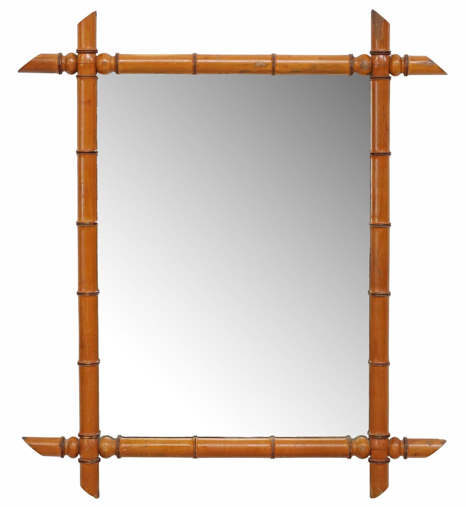 FRENCH FAUX BAMBOO TURNED WOOD WALL MIRROR (1 of 4)