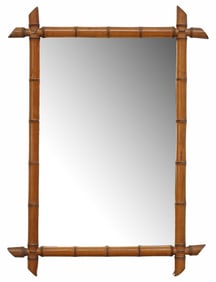 FRENCH FAUX BAMBOO TURNED WOOD WALL MIRROR