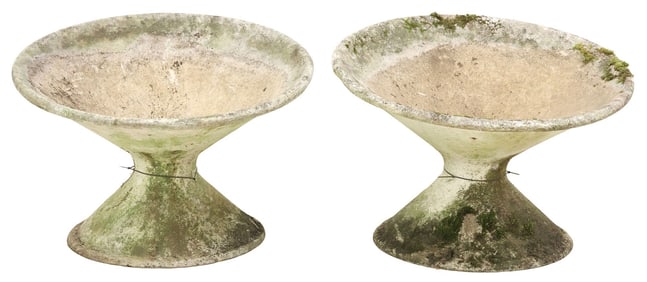 (2) MANNER OF WILLY GUHL MODERNIST OFF-KILTER PLANTERS