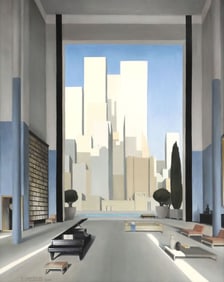 THIERRY MYSIUS, 'RHAPSODY IN BLUE' INTERIOR PAINTING, 47" X 41"