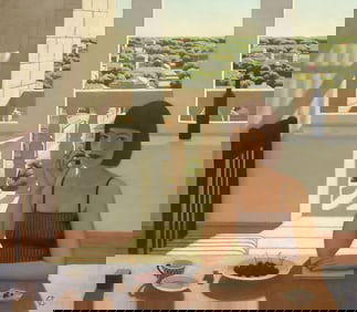 CONSTANTINE ILYIN (20THC.), GIRL WITH CHERRIES REALISM PAINTING