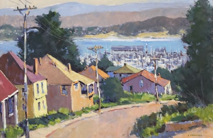 JOSEPH NORDMANN (1922-2015) OIL PAINTING, 'DOWN TO MONTEREY HARBOR'