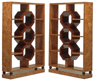 (2) ART DECO STYLE TWO-TONE BOOKCASES/ ROOM DIVIDERS