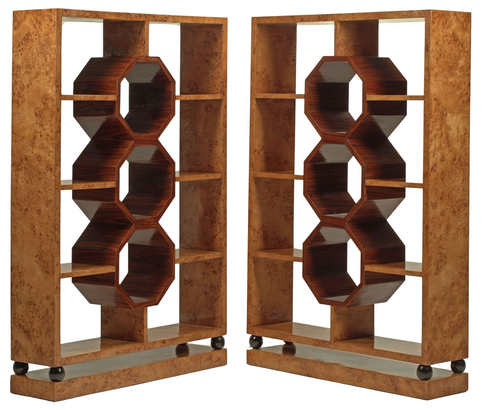 (2) ART DECO STYLE TWO-TONE BOOKCASES/ ROOM DIVIDERS (1 of 6)