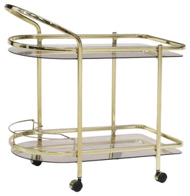 ITALIAN MID-CENTURY MODERN BRASS & SMOKED GLASS BAR CART