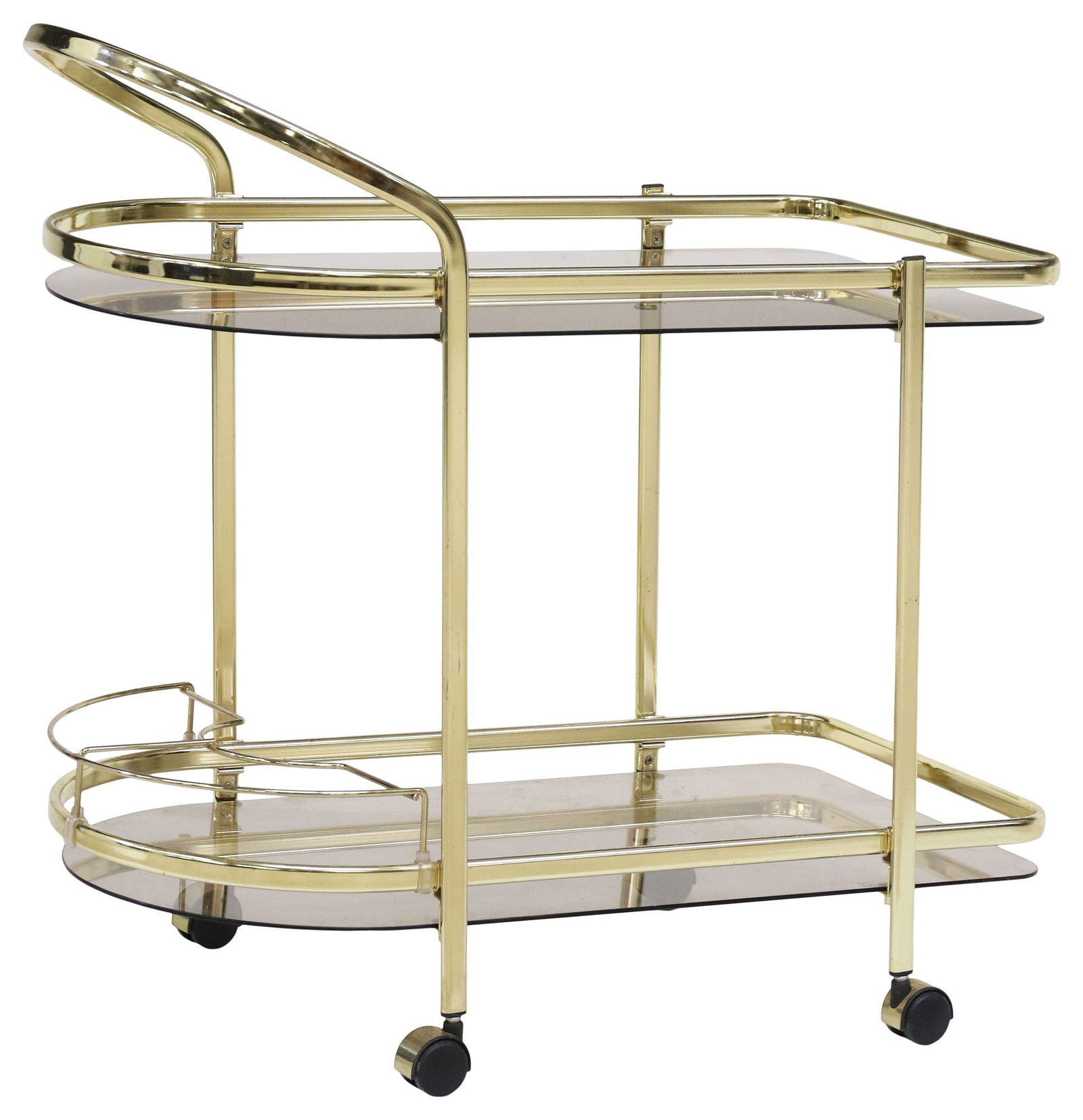 ITALIAN MID-CENTURY MODERN BRASS & SMOKED GLASS BAR CART (1 of 4)