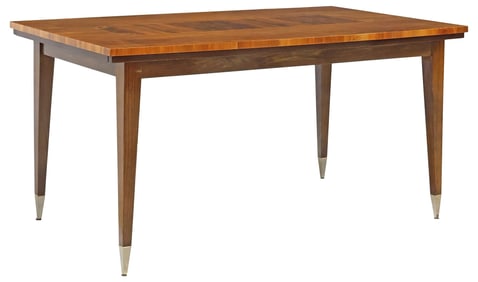 FRENCH MID-CENTURY MODERN LACQUERED & INLAID WALNUT DINING TABLE